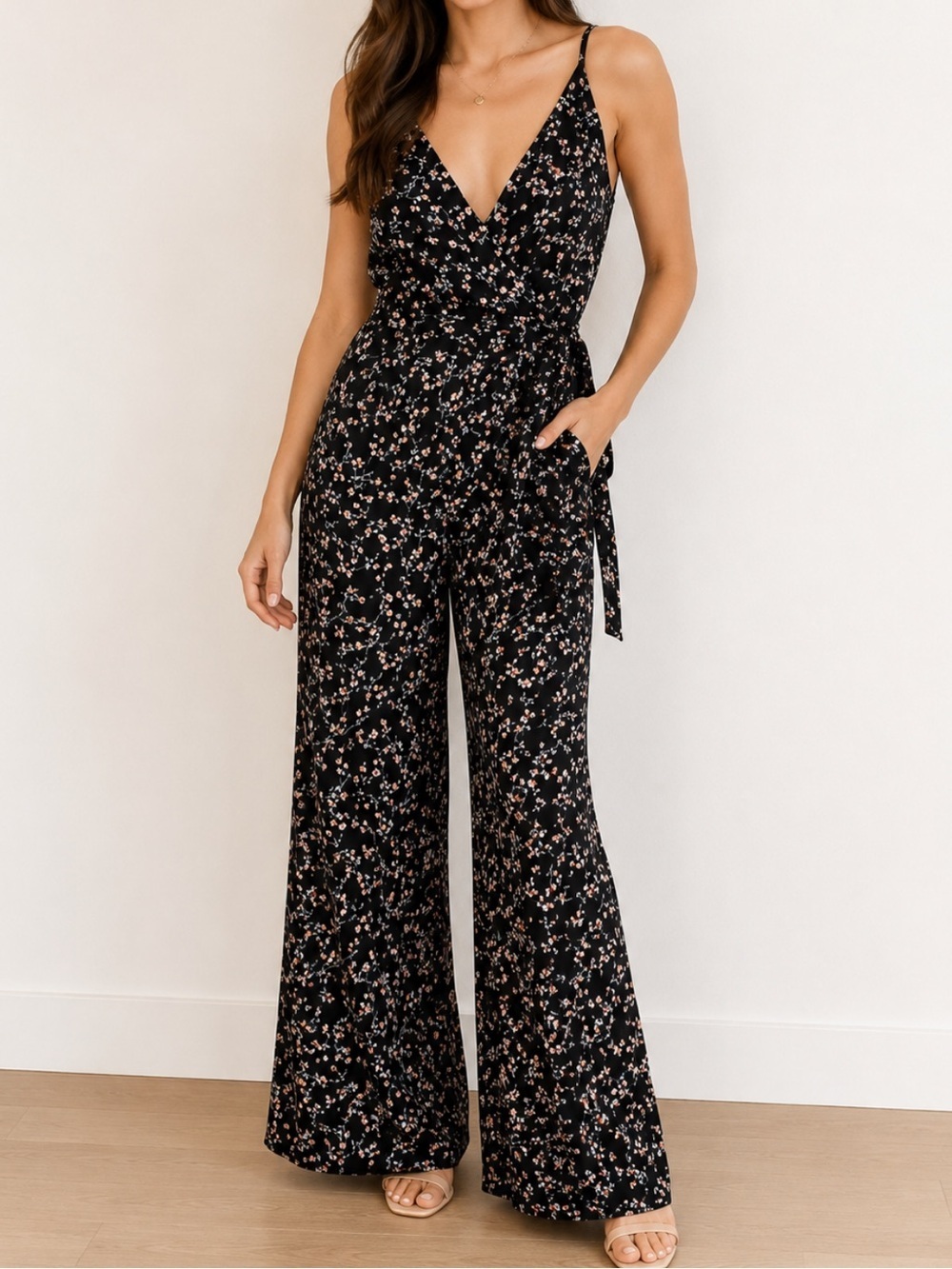 Floral Wrap Pant Romper Size Medium